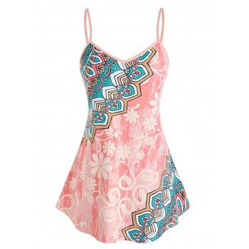 

Plus Size Floral Printed Cami Tank Top, Light pink