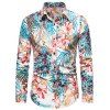Chemise avec Imprimées Fleurs Tropicales à Manches Longues - Bleu Lierre 2XL