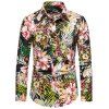 Chemise Hawaïenne à Imprimé Fleurs Tropicales à Manches Longues - Noir 2XL