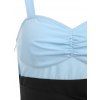 Two Tone Bowknot Ruched Flare Dress - LIGHT BLUE XL