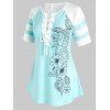 T-shirt Motif de Fleur de Grande Taille à Lacets - multicolor 2X