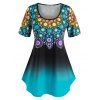 T-shirt Tunique Ombré Imprimé de Grande Taille à Pois - multicolor L