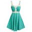 Robe Plissée à Applique Floral - Vert clair M