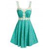 Robe Plissée à Applique Floral - Vert clair XL