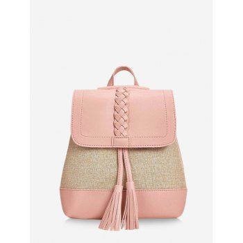 

Tassel Braided Two Tone Travel Backpack, Light pink