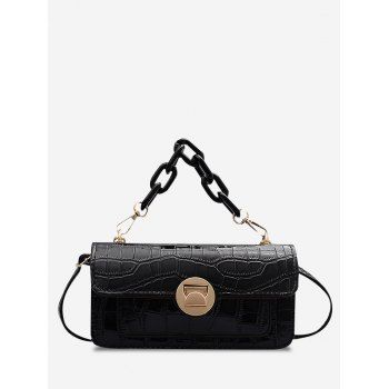 

Stone Grain Chunky Chain Mini Crossbody Bag, Black
