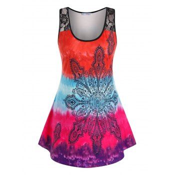 [36% OFF] 2022 Plus Size Tie Dye Floral Pattern Tank Top In Multicolor ...