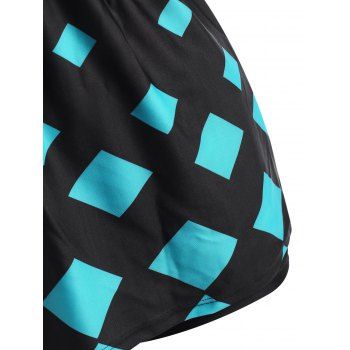 Kaufen Diamond Print Plunge Modest Swimsuit Criss Cross Back Skirted Tankini Swimwear. Bild