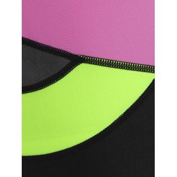 Mesh Panel Stitching Colorblock One-piece Swimsuit