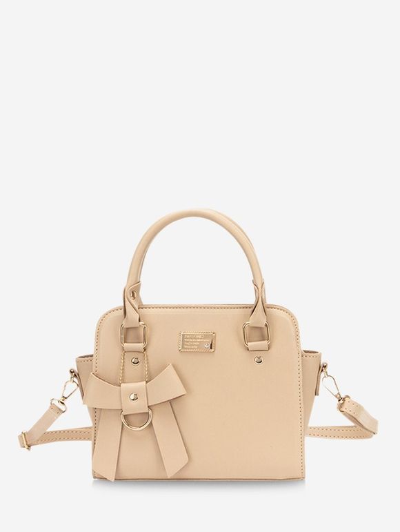 Sac à Bandoulière Embelli de Nœud Papillon en Couleur Unie - café lumière 
