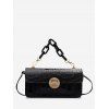 Mini Sac à Bandoulière avec Chaîne Épaisse Motif Pierre - Noir 