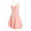 Back Tie Ruched Bust Cami Dress - LIGHT PINK M