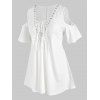 Blouse Epaule Dénudée de Grande Taille à Lacets - Blanc 2X