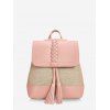 Sac à Dos de Voyage Bicolore Tressé à Frange - Rose clair 