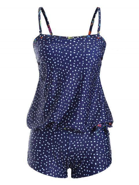 Maillot de Bain Tankini Imprimé Fleuri à Pois