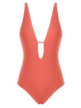 Tummy Control Monokini One-piece Swimsuit Cut Out High Leg Plunging One-Piece Swimsuit