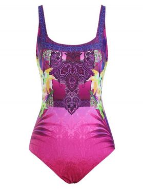Bohemian Flower Square Neck Backless One-piece Swimsuit