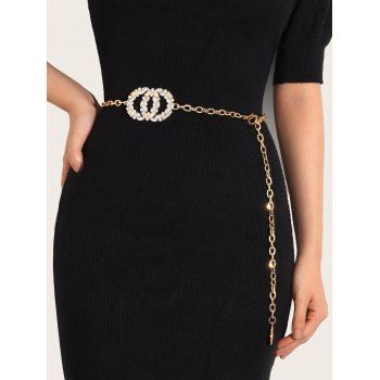 

Round Shape Rhinestone Inlaid Waist Chain, Golden