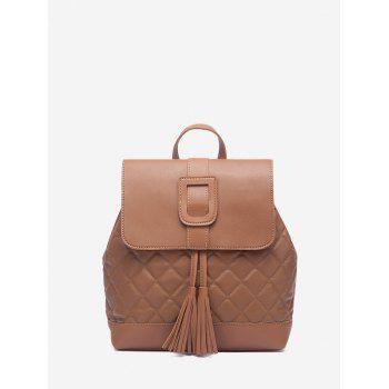 

Solid Tassel Quilted Backpack, Light brown