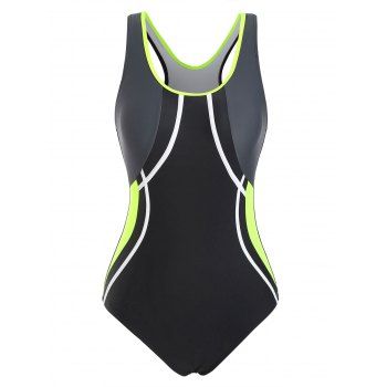 

Colorblock Racerback Cutout One-piece Swimsuit, Black
