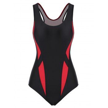 

Colorblock Cutout Racerback One-piece Swimsuit, Black