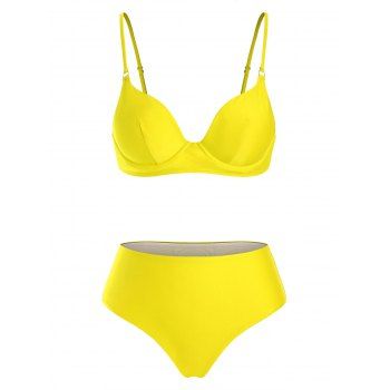 

High Waist Underwire Bikini Swimwear, Yellow