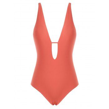 

Tummy Control Monokini One-piece Swimsuit Cut Out High Leg Plunging One-Piece Swimsuit, Light pink