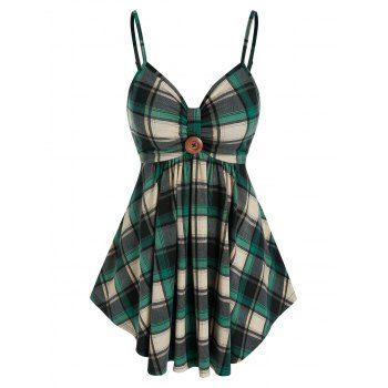 

Plaid Print Flare Cami Top, Multicolor
