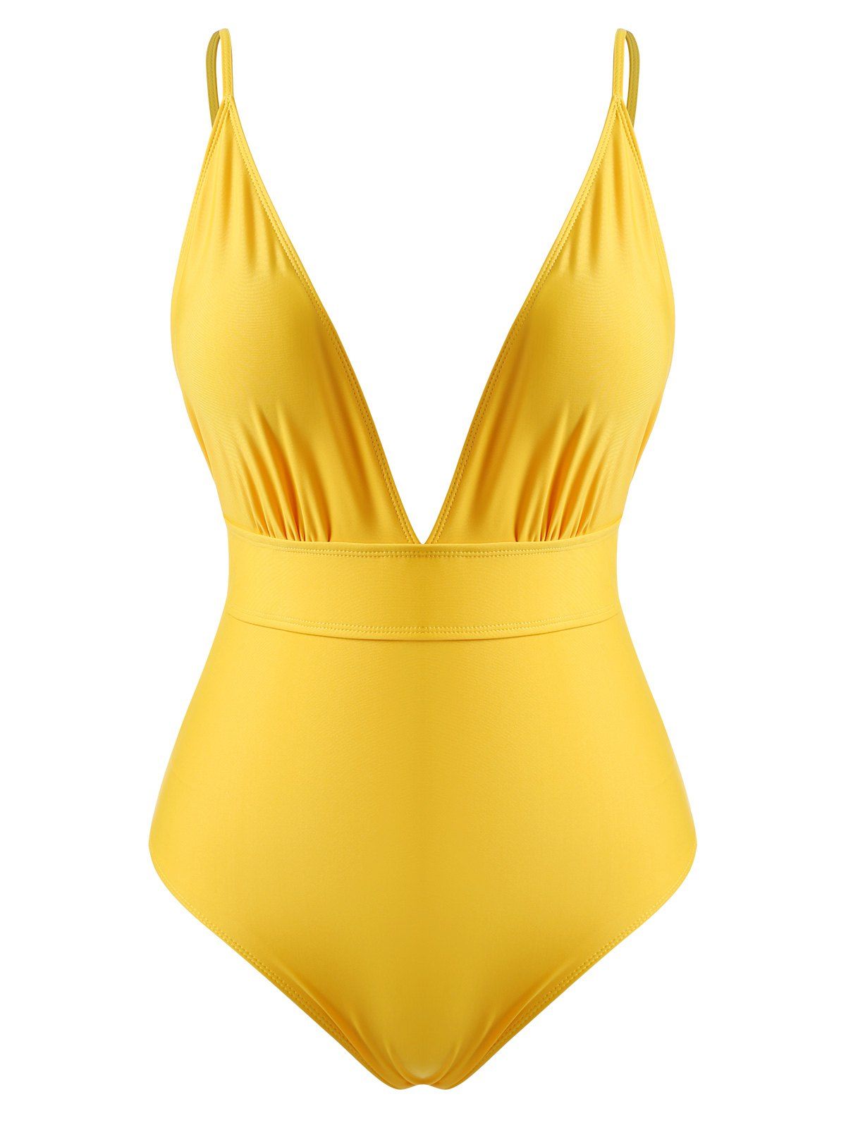 [31% OFF] 2021 Plus Size Plunging Backless One-piece Swimsuit In YELLOW ...