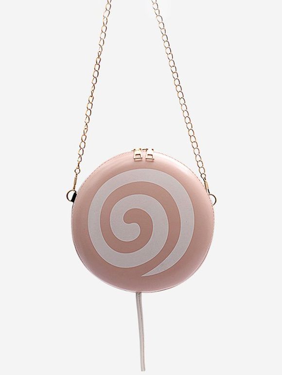 Mini Sac à Bandoulière Chaîne en Forme de Sucette - Rose Cochon 