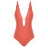 Maillot de Bain Plongeant Gainant Découpé à Jambe Haute Une-Pièce - Rose clair M