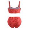 Plus Size Ditsy Print High Rise Tank Bikini Swimwear - RED 3XL