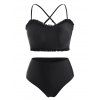 Ensemble de Bikini Matelassé Ourlet à Volants de Grande Taille - Noir 3XL