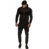 Ensemble de Sweat à Capuche Zippé Contrasté et de Pantalon Deux Pièces - Noir XL