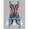 Débardeur Mouchoir à Imprimé Papillon à Lacets Grande Taille - multicolor 1X
