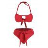 Halter Front Tie Cutout Bikini Swimwear - WHITE L