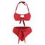 Maillot de Bain Bikini Découpé Noué en Avant à Col Halter - Rouge M