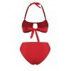Halter Front Tie Cutout Bikini Swimwear - RED M
