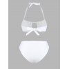 Halter Front Tie Cutout Bikini Swimwear - WHITE L