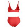 High Waist Front Knot Bikini Swimwear - RED XL