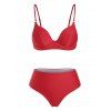 High Waist Underwire Bikini Swimwear - RED L