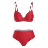 Maillot de Bain Bikini avec Armature à Taille Haute - Rouge XL