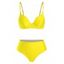 Maillot de Bain Bikini avec Armature à Taille Haute - Jaune M