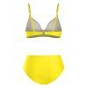 Maillot de Bain Bikini avec Armature à Taille Haute - Jaune M