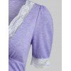 Half Sleeve Lace Trim Heathered Dress - PURPLE XXL