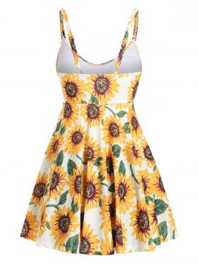 Skirted Sunflower Printed Tankini Swimwear