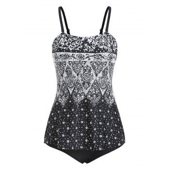 Overlay Printed Snowflake Dotted One-piece Swimsuit dresslily imagine noua 2022