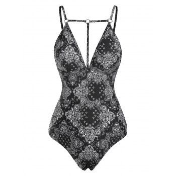 

O Ring Strappy Backless One-piece Swimsuit, Black
