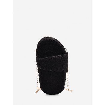 

Slipper Shape Chain Teddy Faux Fur Crossbody Bag, Black