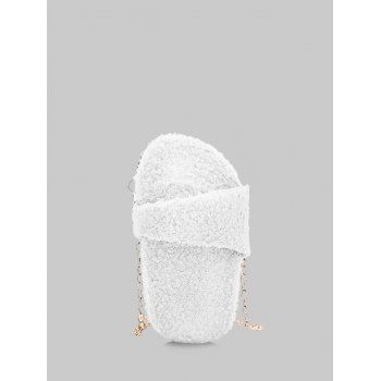 

Slipper Shape Chain Teddy Faux Fur Crossbody Bag, Milk white